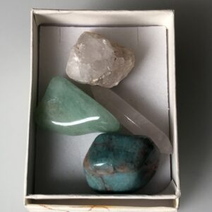 Krabička uklidnění-amazonit-avanturín-křišťál-růženín